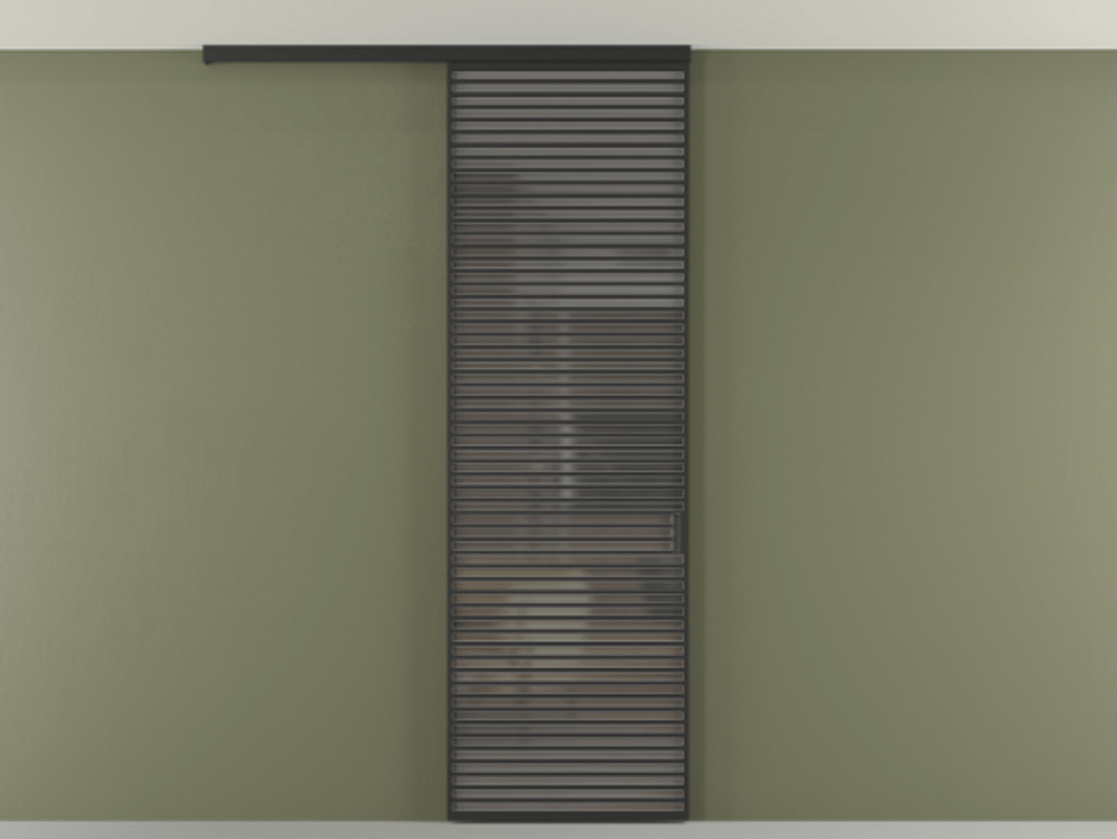 Перегородка Формато вдоль стены на потолок 1 створка АЛПР 040.07 Алюминий Черный Сатинированное серое стекло, триплекс Цена 170160 ₽ | Volhovec