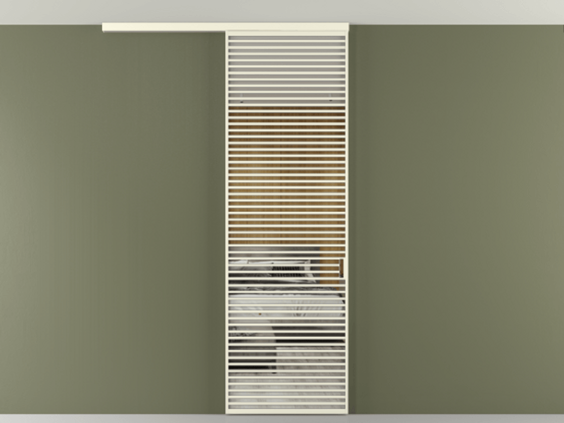 Перегородка Формато вдоль стены на потолок 1 створка АЛПР 040.07 Алюминий молочно-белый Двустороннее зеркало, триплекс , триплекс 6 мм Цена 187228 ₽ | Volhovec