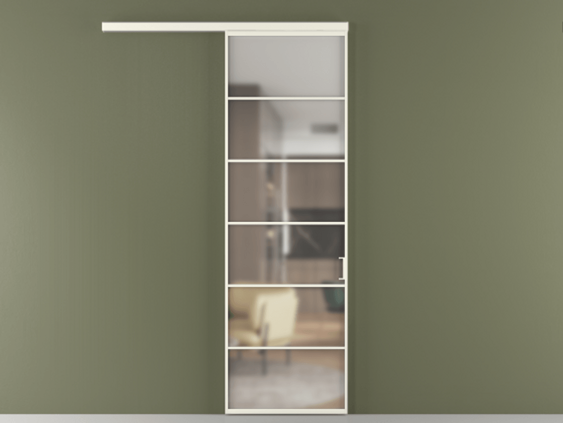 Перегородка Formato вдоль стены 1 створка АЛПР 040.04 Алюминий жемчужный Сатинированное стекло "Matelux Crystal Vision", калёное, матовое, каленое 6 мм Цена 136900 ₽  | Volhovec