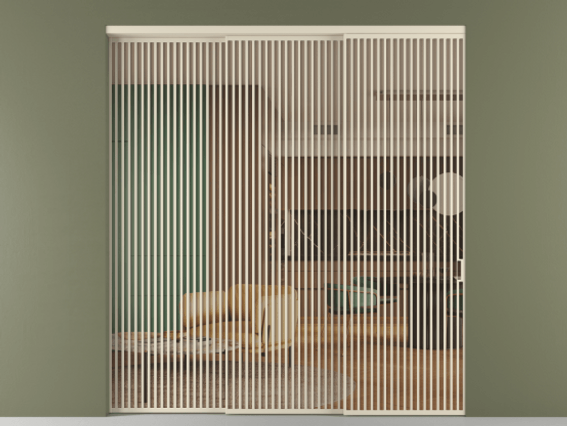 Перегородка Formato внутри проёма 3 створки с синхронным механизмом АЛПР 040.06 Алюминий бежево-серый Прозрачное оранжевое стекло, триплекс Цена 579740 ₽  | Volhovec