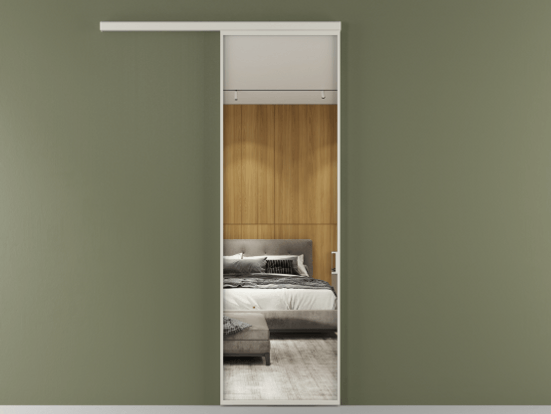 Перегородка Формато вдоль стены 1 створка АЛПР 040.01 Алюминий тёплый серый Двустороннее зеркало, триплекс , триплекс 6 мм Цена 101760 ₽  | Volhovec