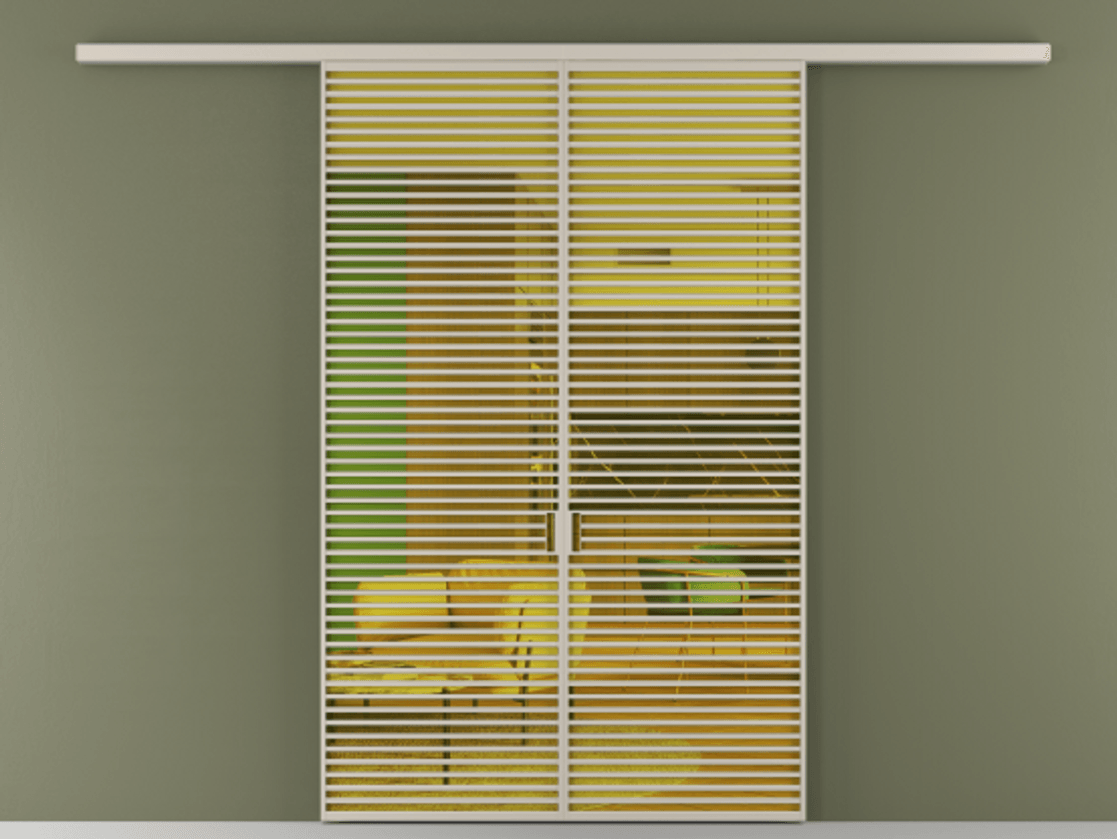 Перегородка Formato вдоль стены 2 створки АЛПР 040.07 Алюминий светло-бежевый Прозрачное жёлтое стекло, триплекс Цена 429000 ₽ | Volhovec