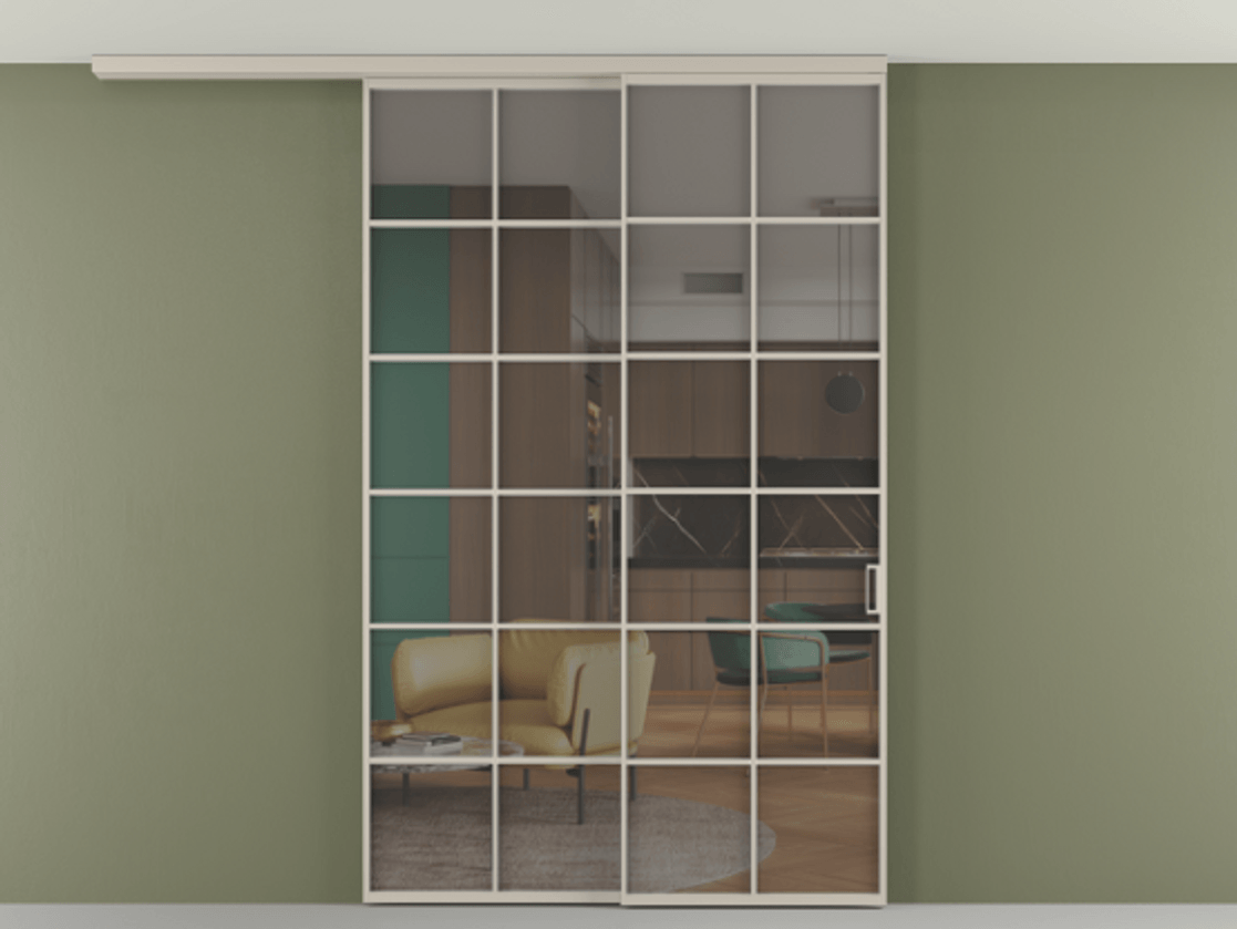 Перегородка Формато вдоль стены на потолок 2 створки с синхронным механизмом АЛПР 040.05 Алюминий светло-бежевый Прозрачное серое стекло, триплекс. Цена 291704 ₽ 1. Полотно 2 шт. (800/2100 мм)
2. Комплект установки раздвижной системы
3. Базовый комплект фурнитуры
4.Ручка Рондо. Фабрика дверей Волховец 8 (800) 551 43 19 Перегородка Формато вдоль стены на потолок 2 створки с синхронным механизмом АЛПР 040.05 Алюминий светло-бежевый Прозрачное серое стекло, триплекс Цена 291704 ₽ | Volhovec