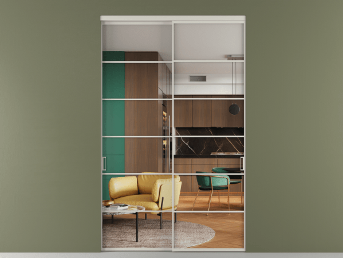 Перегородка Формато внутри проёма 2 створки АЛПР 040.04 Алюминий тёплый серый Прозрачное стекло "Кристал Вижн", калёное Цена 493900 ₽  | Volhovec