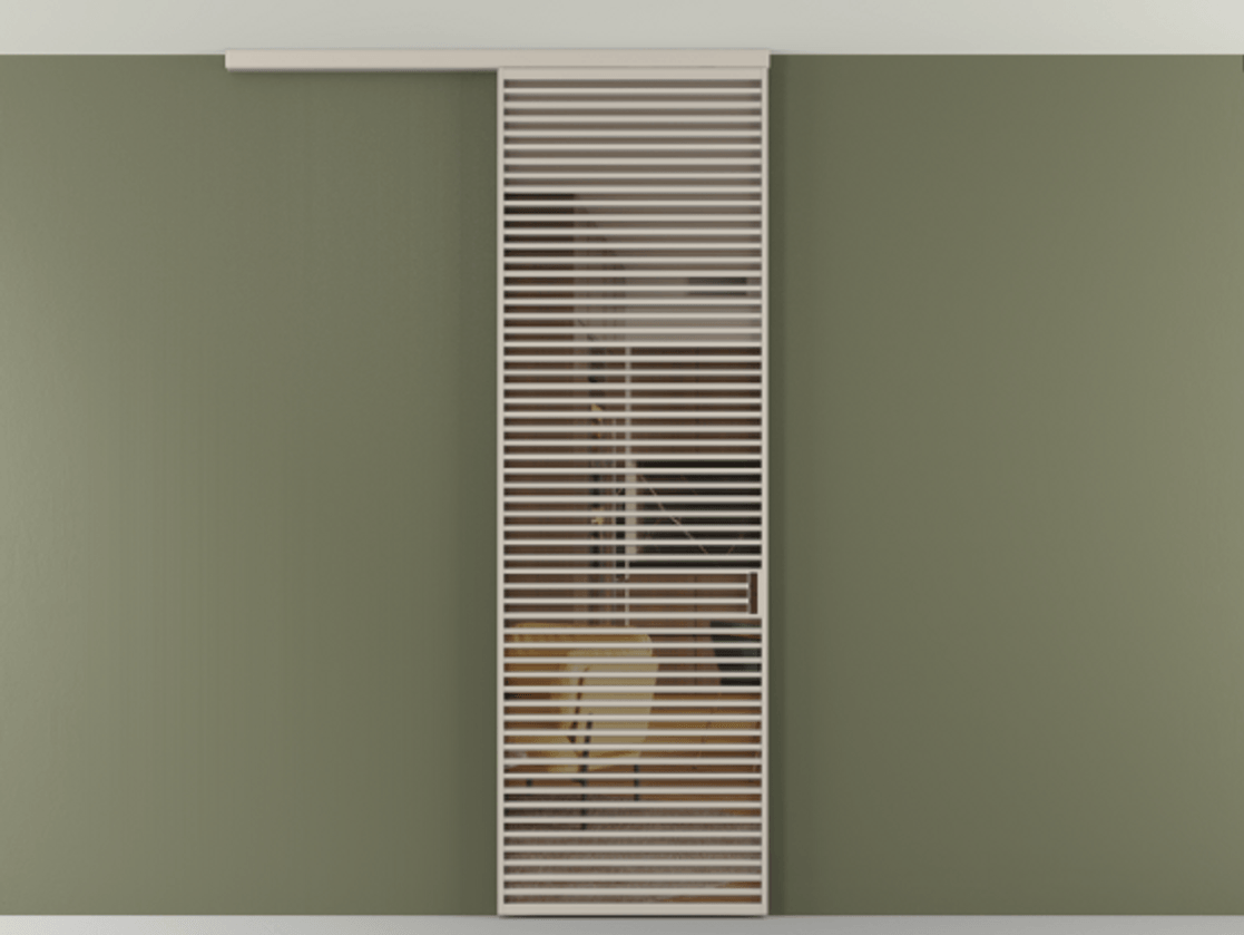 Перегородка Формато вдоль стены на потолок 1 створка АЛПР 040.07 Алюминий светло-бежевый Прозрачное бронзовое стекло, триплекс Цена 9760 AZE | Volhovec