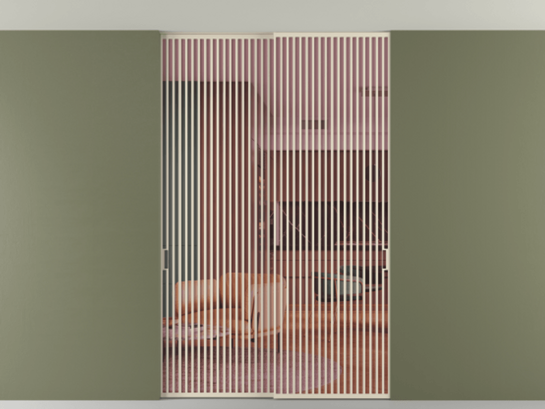 Перегородка Формато внутри проёма скрытое крепление в потолок 2 створки АЛПР 040.06 Алюминий бежево-серый Прозрачное розовое стекло, триплекс Цена 2764500 AMD | Volhovec