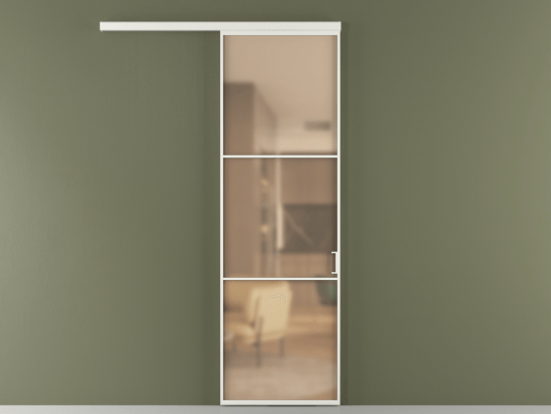 Перегородка Формато вдоль стены 1 створка АЛПР 040.03 Алюминий светло-серый Сатинированное оранжевое стекло, триплекс Цена 106080 ₽  | Volhovec