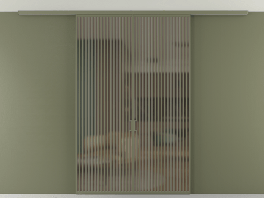 Перегородка Формато вдоль стены на потолок 2 створки АЛПР 040.06 Алюминий оливковый тёмный Сатинированное бронзовое стекло, триплекс Цена 90034560 so'm | Volhovec