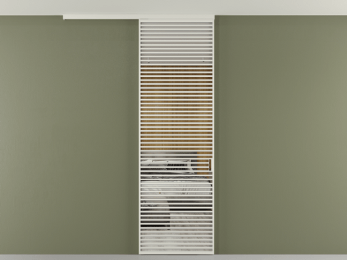 Перегородка Формато вдоль стены на потолок 1 створка АЛПР 040.07 Алюминий Белый Двустороннее зеркало, триплекс , триплекс 6 мм Цена 170160 ₽ | Volhovec