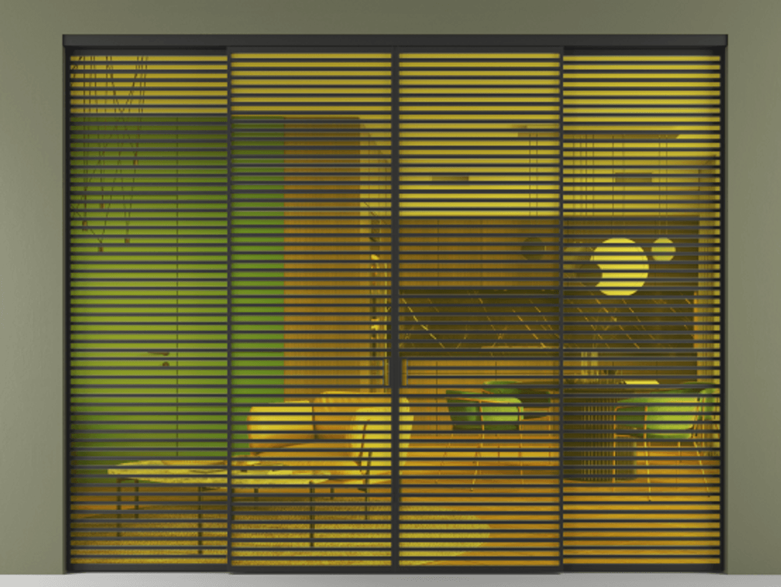 Перегородка Формато внутри проёма 4 створки АЛПР 040.07 Алюминий Черный Прозрачное жёлтое стекло, триплекс Цена 589600 ₽  | Volhovec