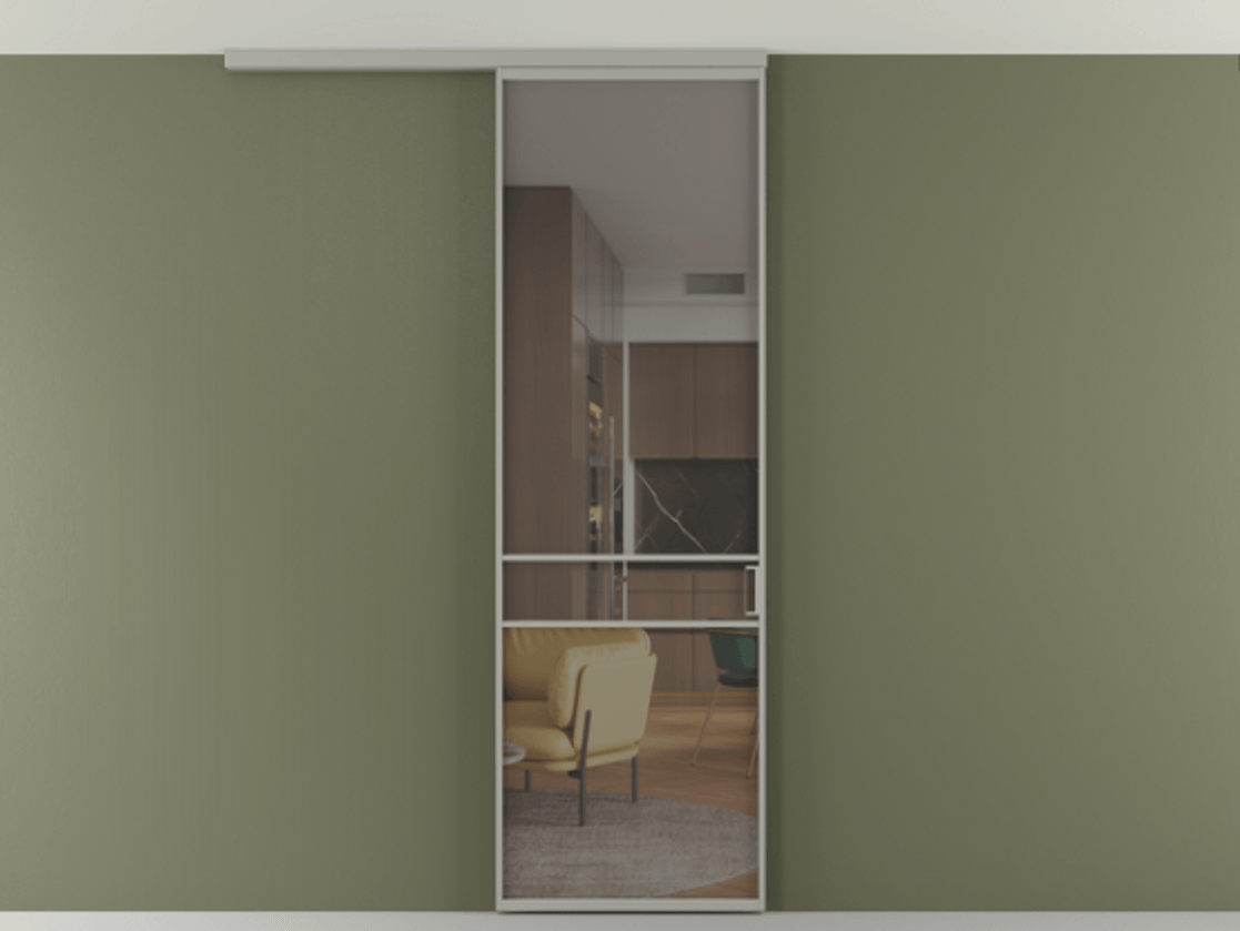 Перегородка Formato вдоль стены на потолок 1 створка АЛПР 040.02 Алюминий нейтральный серый Прозрачное серое стекло, триплекс Цена 96858 ₽ | Volhovec