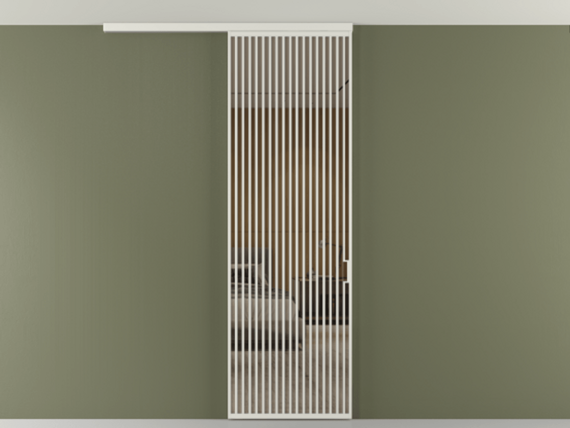 Перегородка Формато вдоль стены на потолок 1 створка АЛПР 040.06 Алюминий серый Рефлективное бронзовое стекло "Стопсол", калёное Цена 193628 ₽ | Volhovec