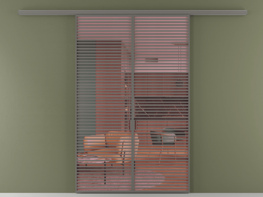 Перегородка Формато вдоль стены 2 створки АЛПР 040.07 Алюминий классический серый Прозрачное розовое стекло, триплекс Цена 342450 ₽ | Volhovec