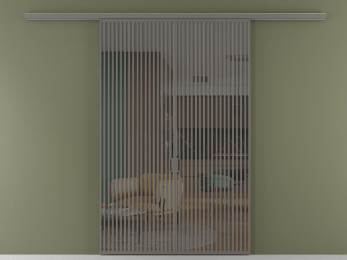 Перегородка Формато вдоль стены 2 створки АЛПР 040.06 Алюминий классический серый Прозрачное серое стекло, триплекс Цена 342450 ₽ | Volhovec