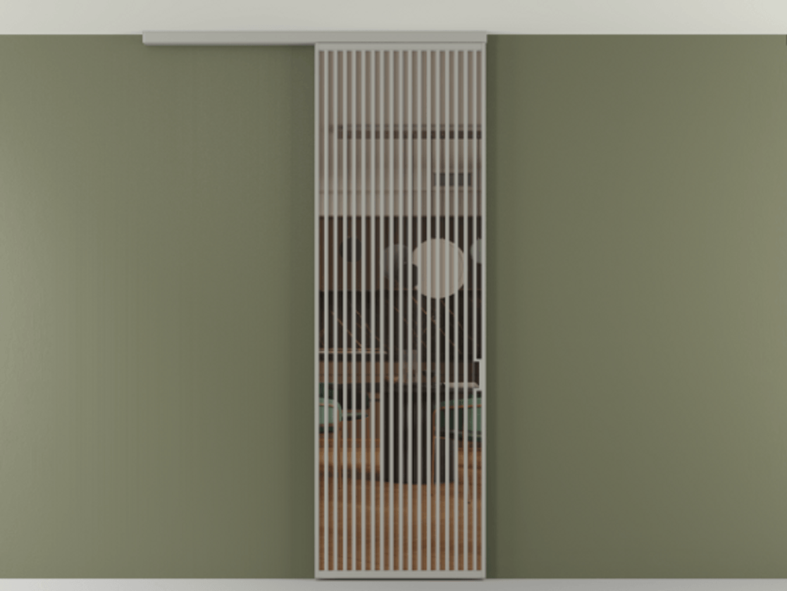 Перегородка Формато вдоль стены на потолок 1 створка АЛПР 040.06 Алюминий нейтральный серый Прозрачное бронзовое стекло, триплекс Цена 187228 ₽ | Volhovec