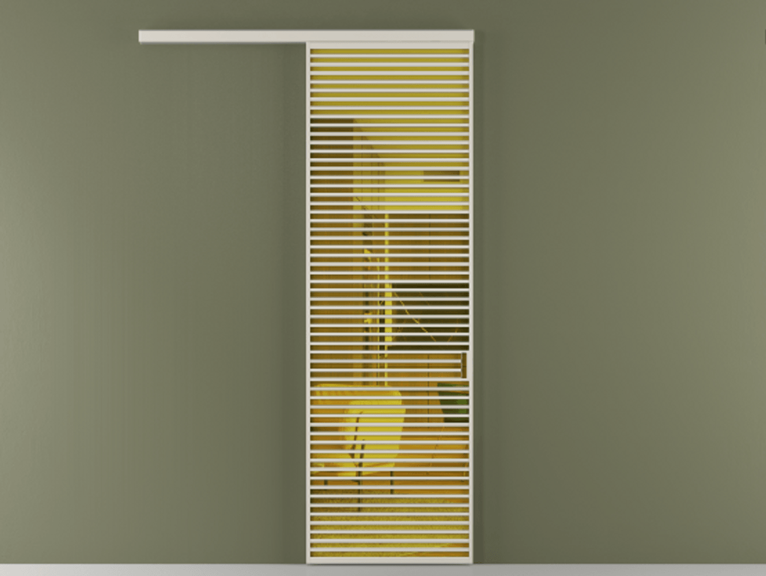 Перегородка Formato вдоль стены 1 створка АЛПР 040.07 Алюминий облачно-серый Прозрачное жёлтое стекло, триплекс Цена 219100 ₽  | Volhovec