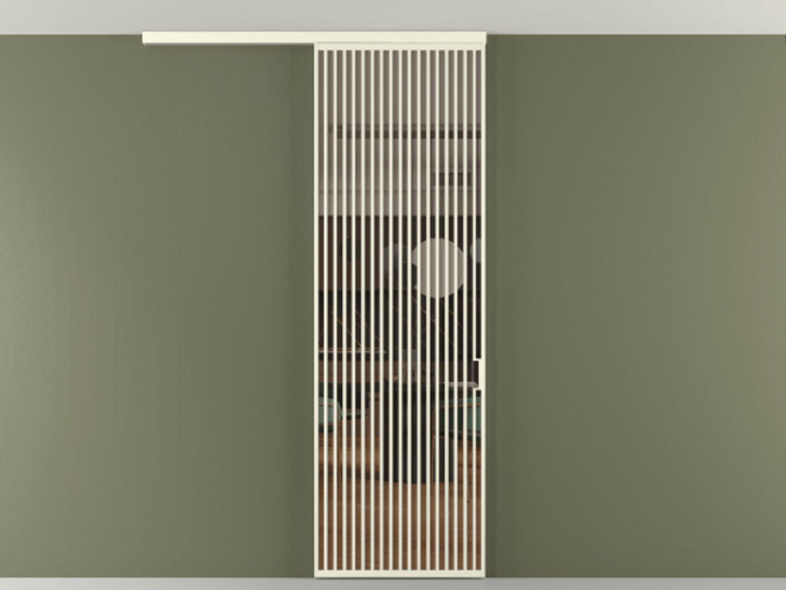 Перегородка Формато вдоль стены на потолок 1 створка АЛПР 040.06 Алюминий молочно-белый Прозрачное бронзовое стекло, триплекс Цена 225310 ₽ | Volhovec