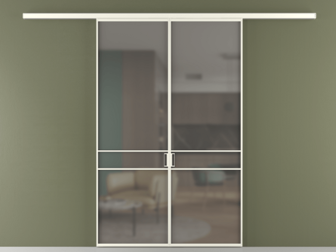 Перегородка Formato вдоль стены 2 створки АЛПР 040.02 Алюминий жемчужный Сатинированное серое стекло, триплекс Цена 233000 ₽ | Volhovec