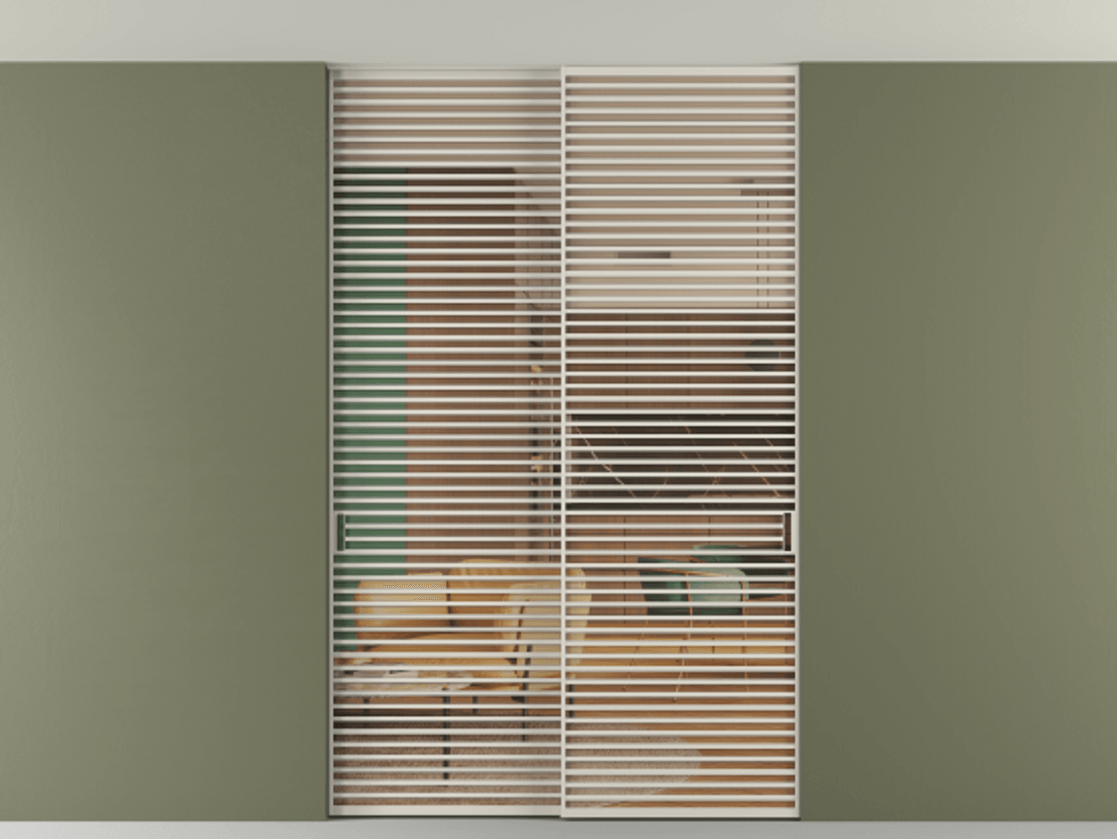 Перегородка Формато внутри проёма скрытое крепление в потолок 2 створки АЛПР 040.07 Алюминий облачно-серый Прозрачное оранжевое стекло, триплекс Цена 409915 ₽ | Volhovec