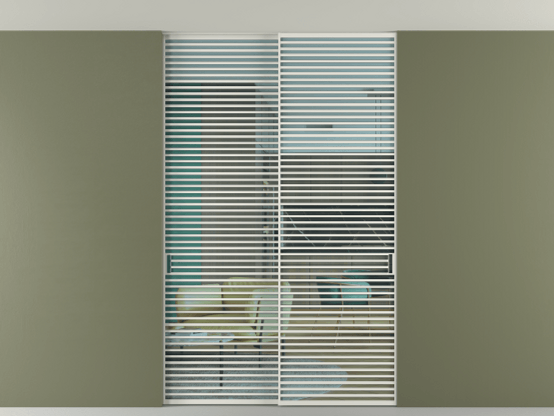 Перегородка Формато внутри проёма скрытое крепление в потолок 2 створки АЛПР 040.07 Алюминий серый Прозрачное голубое стекло, триплекс Цена 409915 ₽ | Volhovec