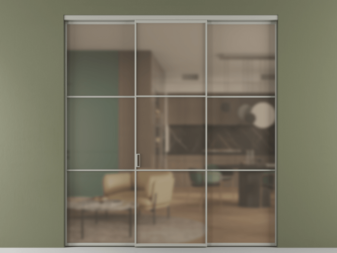 Перегородка Формато внутри проёма 3 створки АЛПР 040.03 Алюминий нейтральный серый Сатинированное бронзовое стекло, триплекс. Цена 237275 ₽ 1. Полотно 3 шт. (800/2100 мм)
2. Комплект установки раздвижной системы
3. Базовый комплект фурнитуры
4.Ручка Рондо. Фабрика дверей Волховец 8 (800) 551 43 19 Перегородка Формато внутри проёма 3 створки АЛПР 040.03 Алюминий нейтральный серый Сатинированное бронзовое стекло, триплекс Цена 237275 ₽ | Volhovec