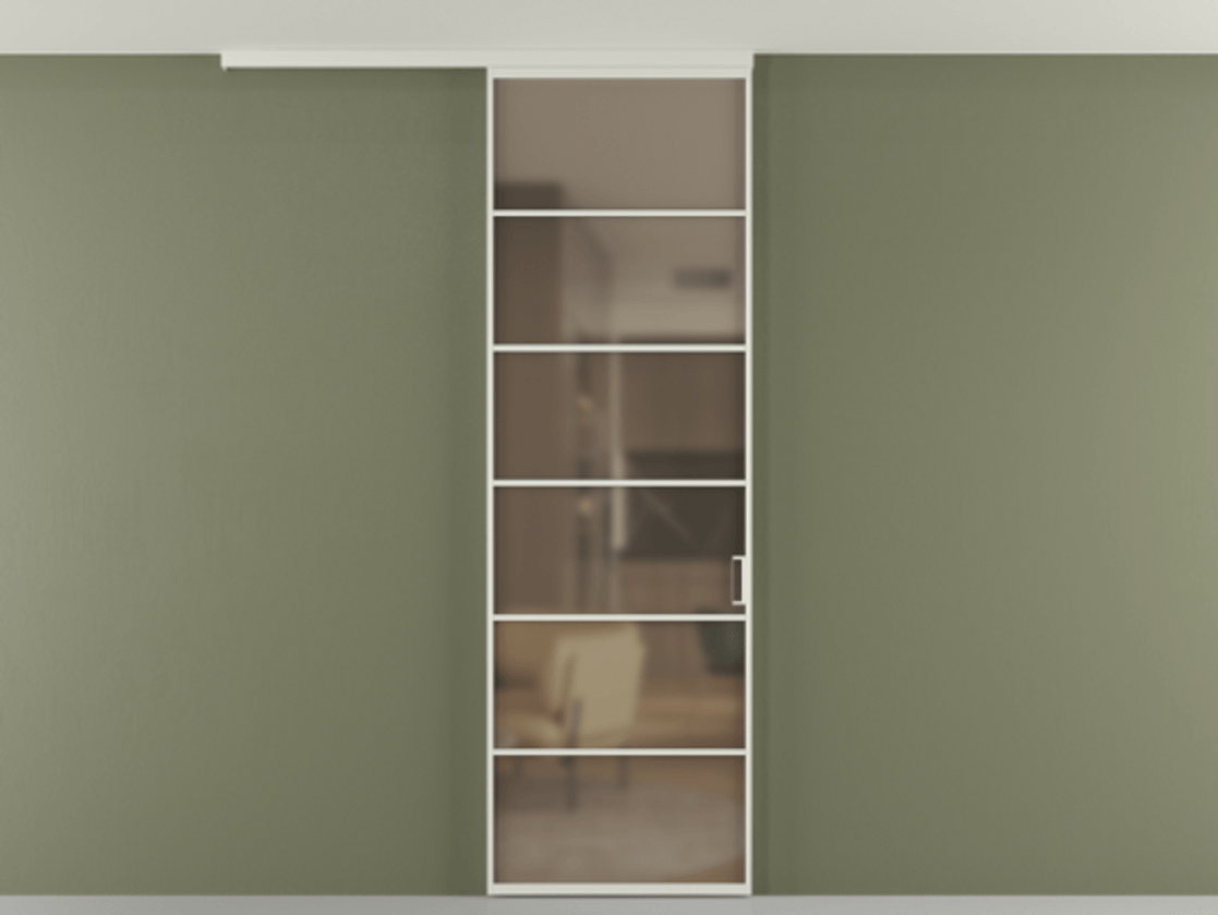 Перегородка Formato вдоль стены на потолок одностворчатая #VENDORCODE# #FURNISH# #GLASS# Цена #PRICE# #CURRENCY# | Volhovec