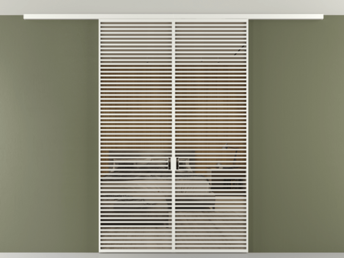 Перегородка Формато вдоль стены на потолок 2 створки АЛПР 040.07 Алюминий светло-серый Рефлективное бронзовое стекло "Стопсол", калёное Цена 459520 ₽ | Volhovec