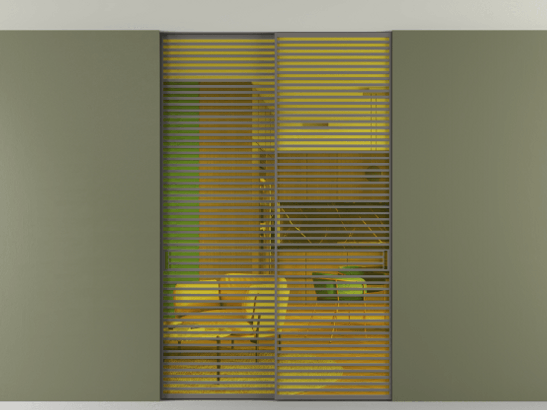 Перегородка Formato внутри проёма скрытое крепление в потолок 2 створки АЛПР 040.07 Алюминий классический серый Прозрачное жёлтое стекло, триплекс Цена 596840 сом | Volhovec