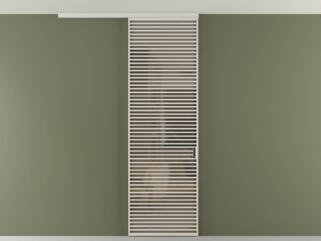 Перегородка Формато вдоль стены на потолок 1 створка АЛПР 040.07 Алюминий облачно-серый Сатинированное бронзовое стекло, триплекс Цена 9760 AZE | Volhovec