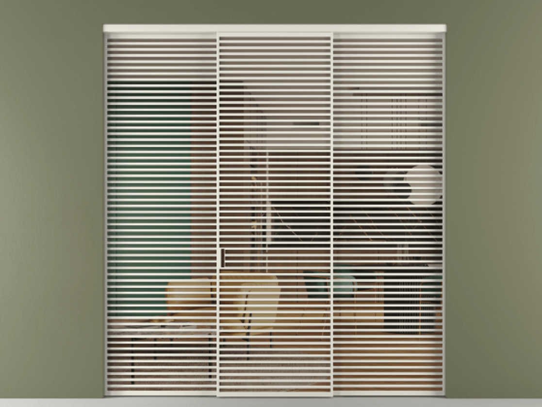 Перегородка Формато внутри проёма 3 створки АЛПР 040.07 Алюминий Белый Прозрачное бронзовое стекло, триплекс Цена 437900 ₽ | Volhovec