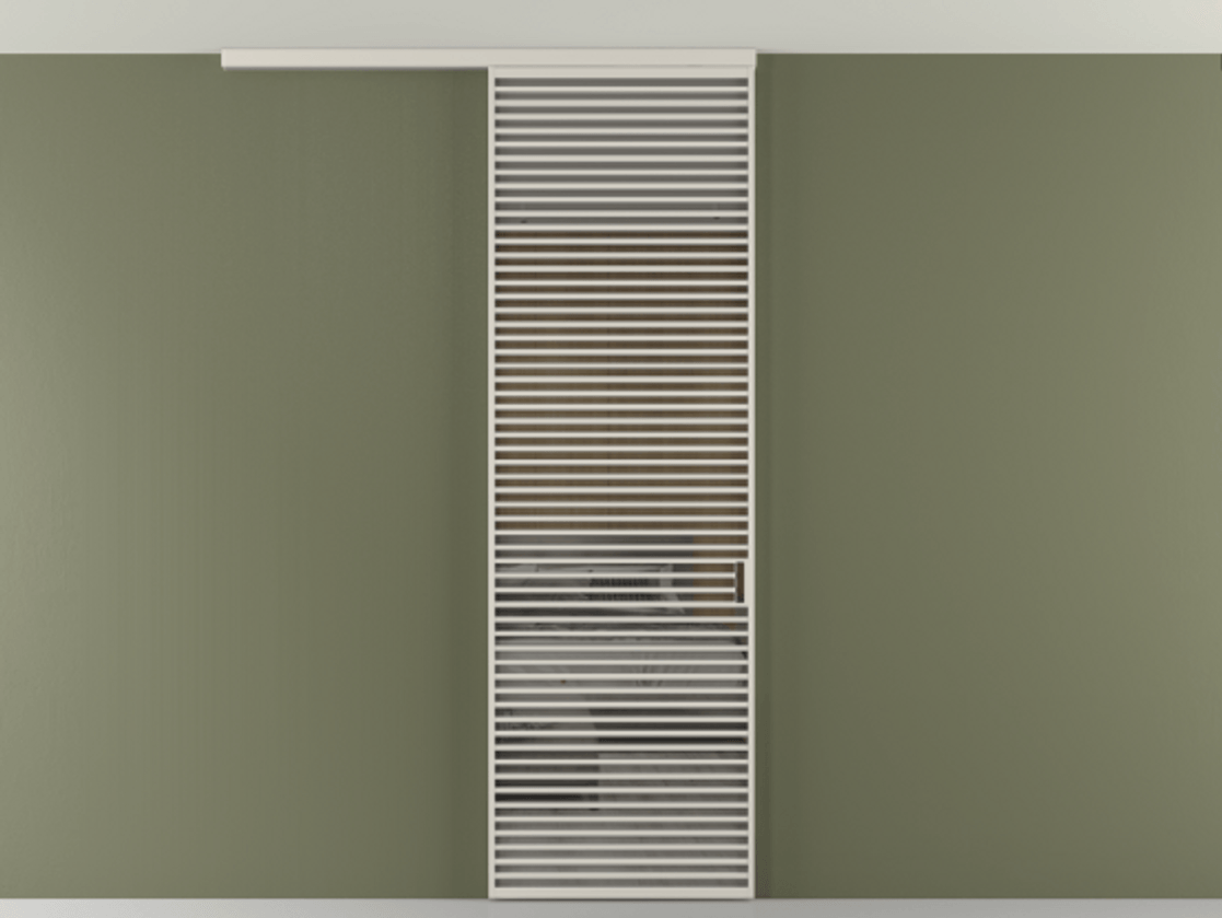 Перегородка Формато вдоль стены на потолок 1 створка АЛПР 040.07 Алюминий облачно-серый Рефлективное серое стекло "Стопсол", калёное Цена 193628 ₽ | Volhovec