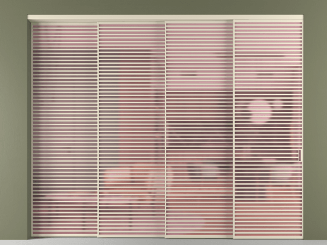 Межкомнатная дверь New Перегородка Formato внутри проёма телескопик синхро 3 АЛПР 040.07 Алюминий бежево-серый Сатинированное розовое стекло, триплекс Цена 863500  | Volhovec