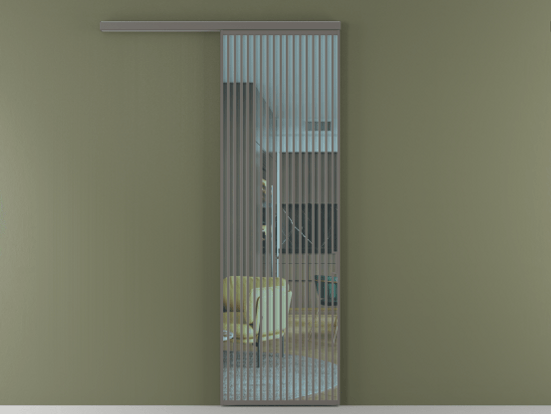 Перегородка Formato вдоль стены 1 створка АЛПР 040.06 Алюминий классический серый Прозрачное голубое стекло, триплекс Цена 184480 ₽  | Volhovec