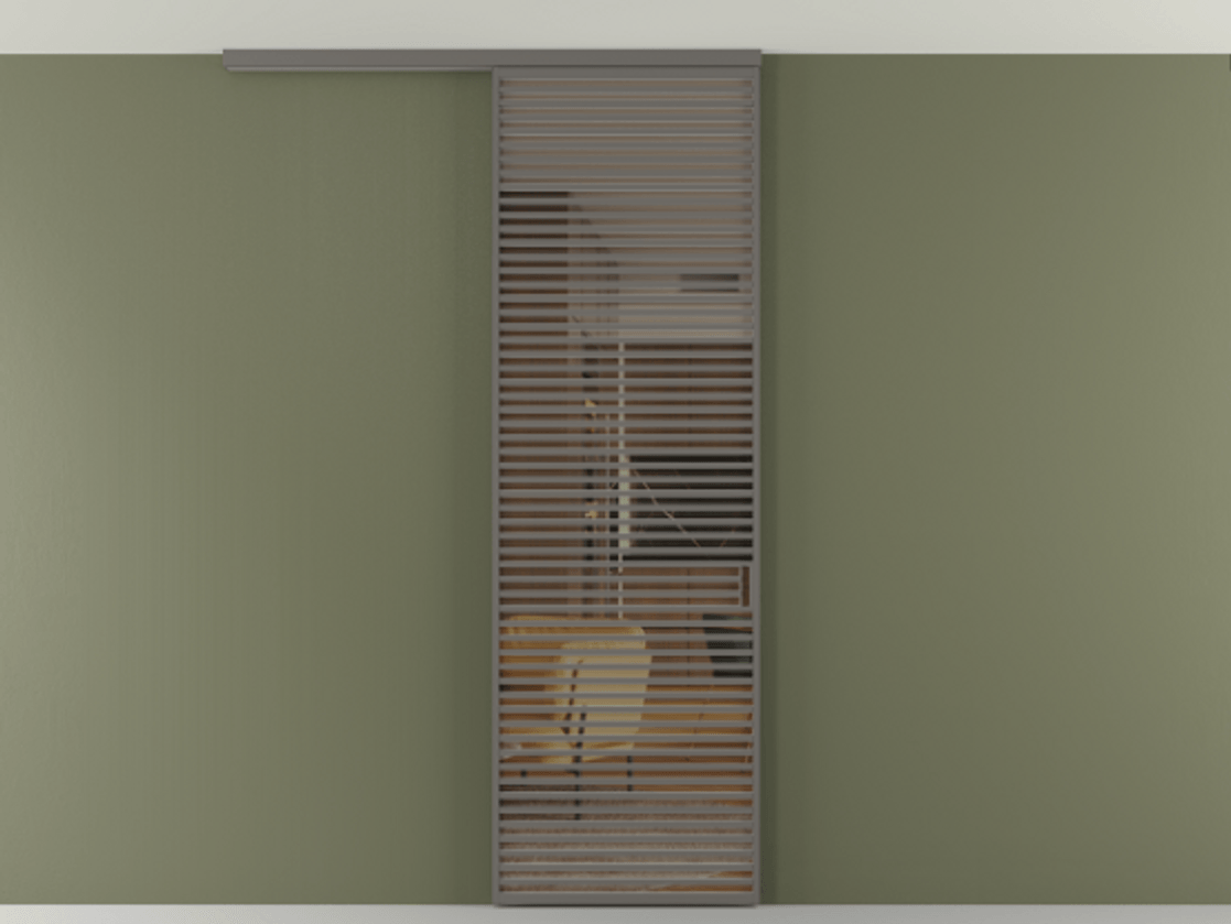 Перегородка Формато вдоль стены на потолок 1 створка АЛПР 040.07 Алюминий классический серый Прозрачное бронзовое стекло, триплекс Цена 187228 ₽ | Volhovec