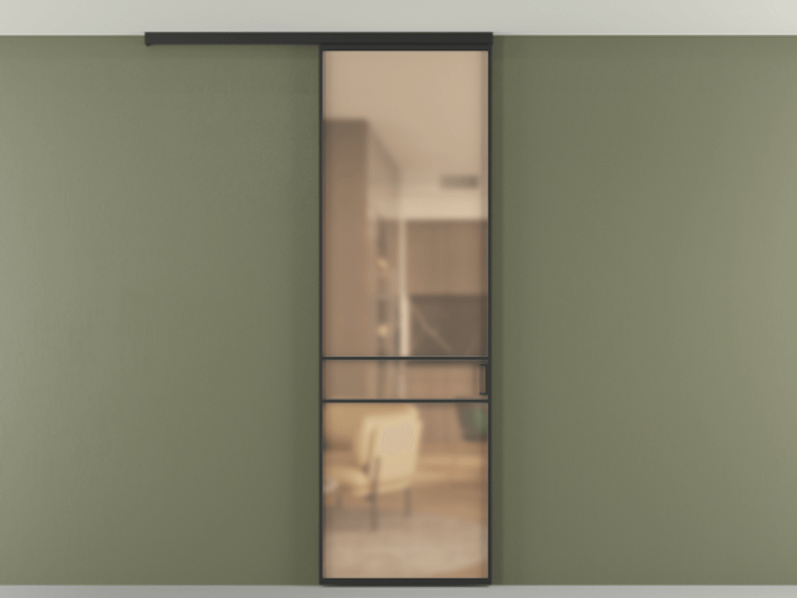 Перегородка Формато вдоль стены на потолок 1 створка АЛПР 040.02 Алюминий Черный Сатинированное оранжевое стекло, триплекс Цена 93188 ₽ | Volhovec