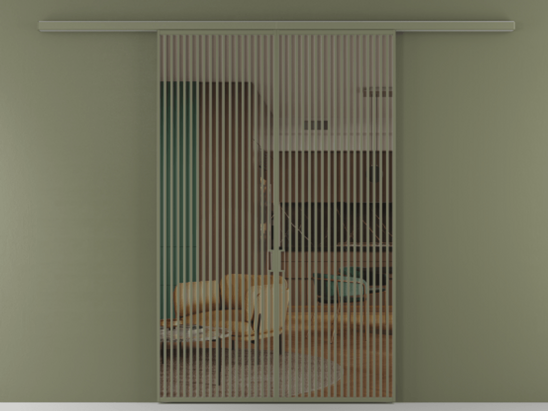 Перегородка Formato вдоль стены 2 створки АЛПР 040.06 Алюминий оливковый тёмный Прозрачное бронзовое стекло, триплекс Цена 429000 ₽ | Volhovec