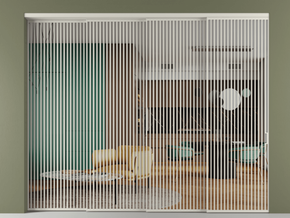 Перегородка Формато внутри проёма 4 створки с синхронным механизмом АЛПР 040.06 Алюминий тёплый серый Прозрачное стекло "Кристал Вижн", калёное. Цена 802920 ₽ 1. Полотно 4 шт. (800/2100 мм)
2. Комплект установки раздвижной системы
3. Базовый комплект фурнитуры
4. Комплект фурнитуры телескопик синхро-3
5. Ручка Рондо. Фабрика дверей Волховец 8 (800) 551 43 19 Перегородка Формато внутри проёма 4 створки с синхронным механизмом АЛПР 040.06 Алюминий тёплый серый Прозрачное стекло "Кристал Вижн", калёное Цена 802920 ₽ | Volhovec