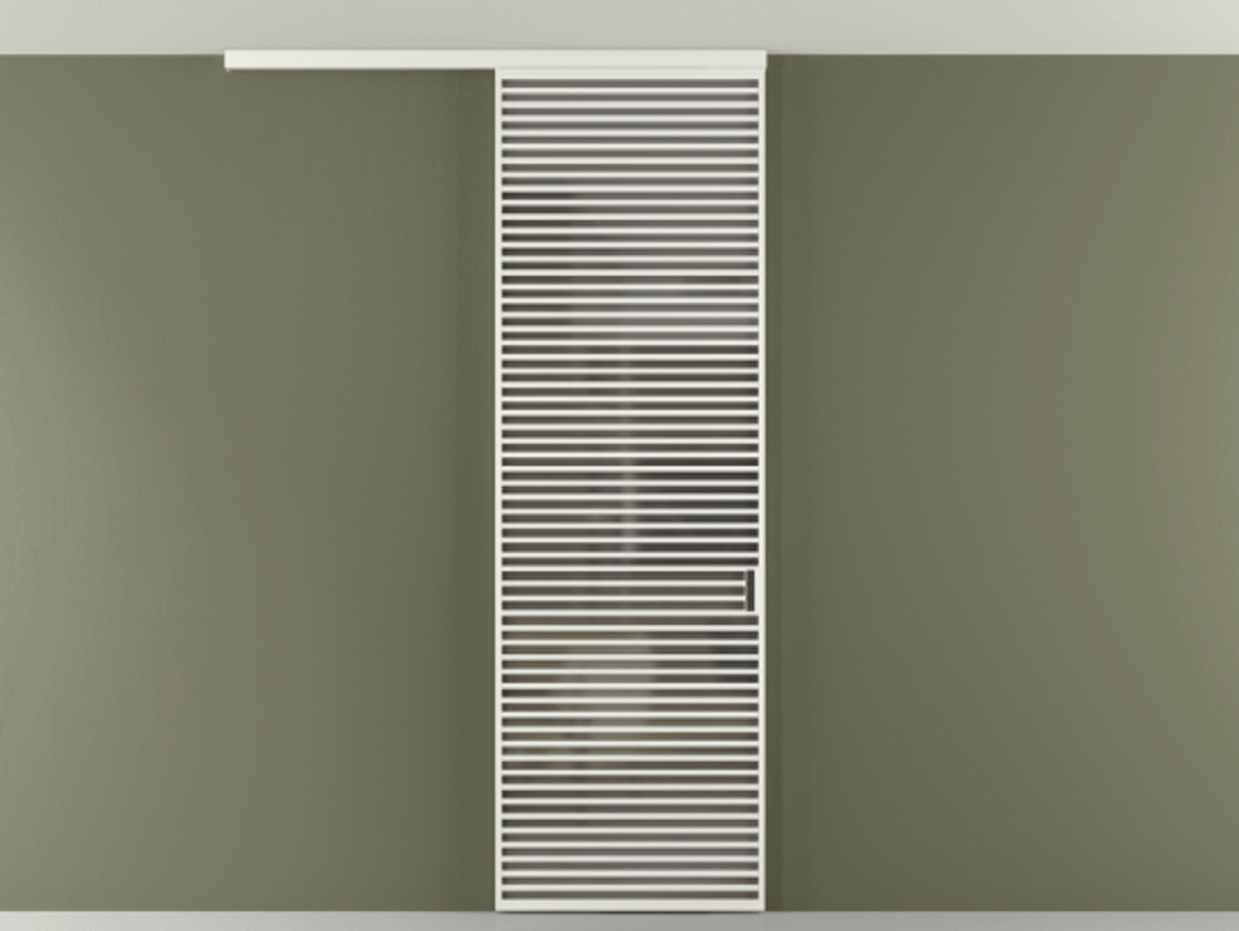 Перегородка Формато вдоль стены на потолок 1 створка АЛПР 040.07 Алюминий светло-серый Сатинированное серое стекло, триплекс Цена 9260 AZE | Volhovec