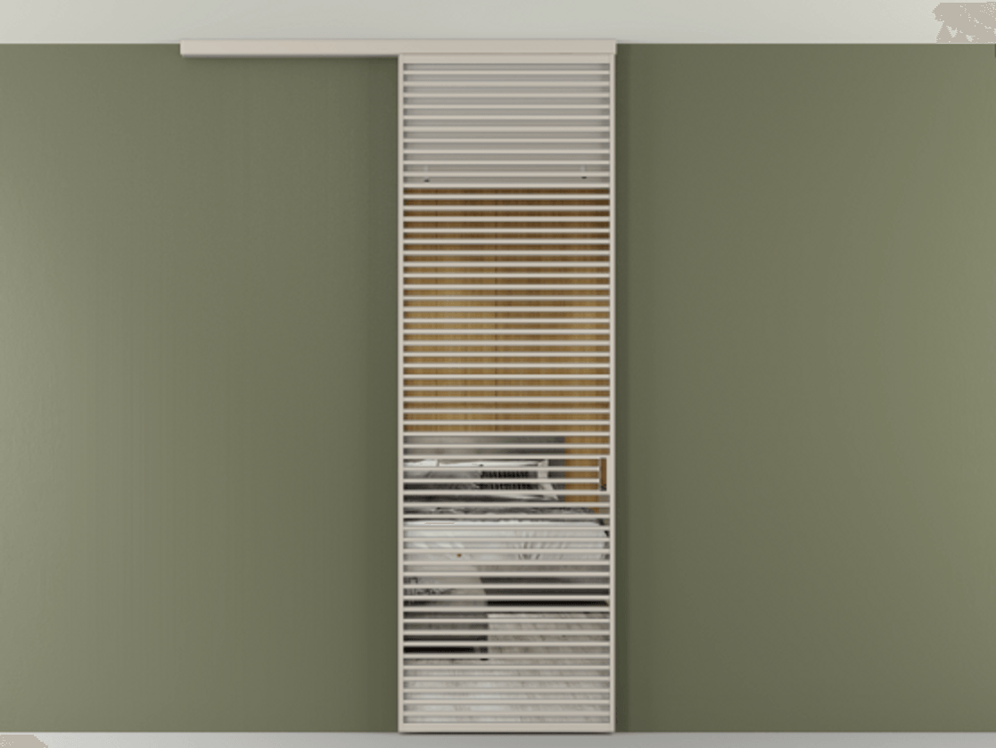 Перегородка Формато вдоль стены на потолок 1 створка АЛПР 040.07 Алюминий светло-бежевый Двустороннее зеркало, триплекс , триплекс 6 мм Цена 187228 ₽ | Volhovec