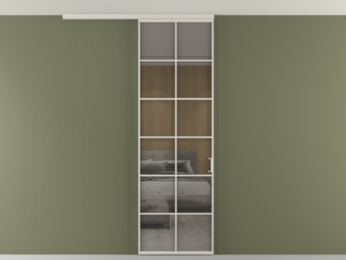 Перегородка Формато вдоль стены на потолок 1 створка АЛПР 040.05 Алюминий облачно-серый Рефлективное серое стекло "Стопсол", калёное Цена 114252 ₽ | Volhovec