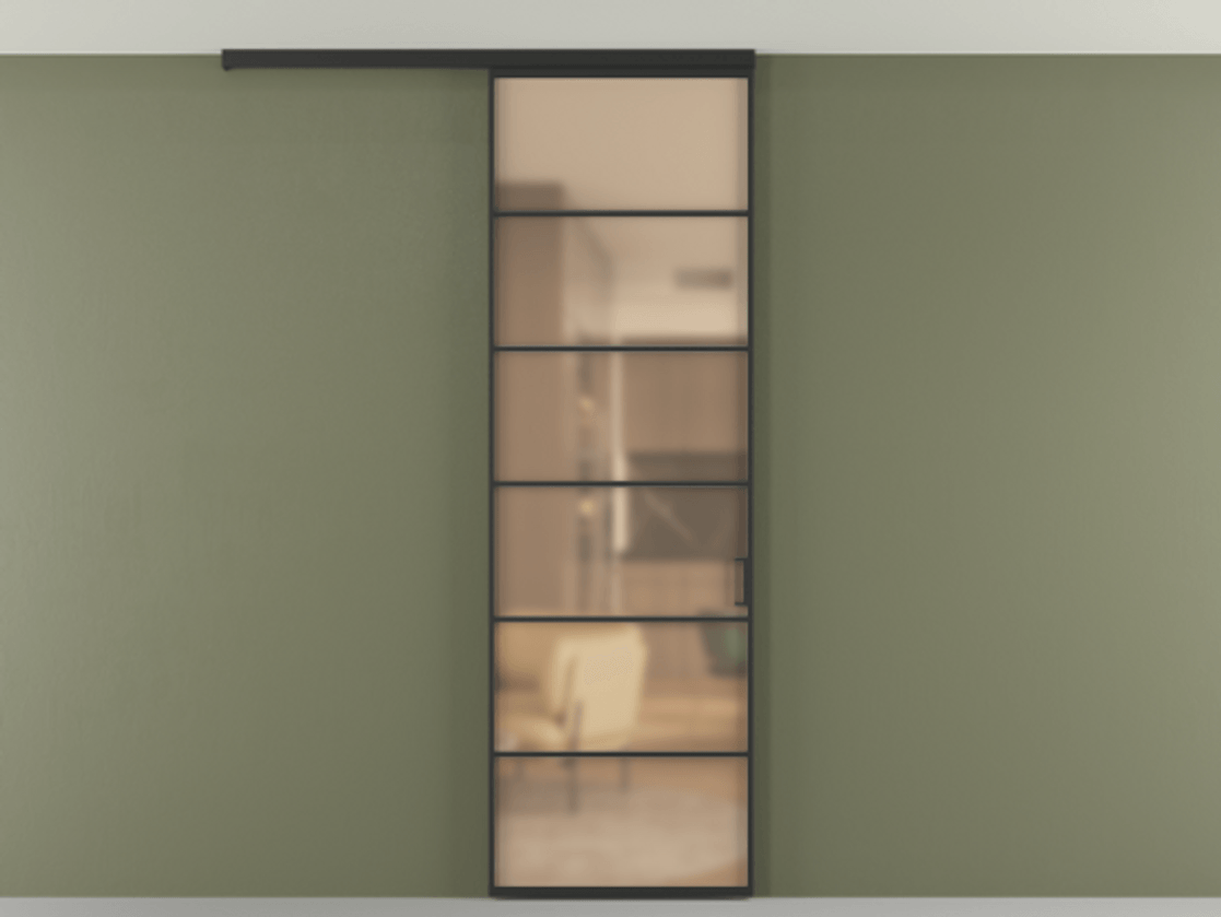 Перегородка Формато вдоль стены на потолок 1 створка АЛПР 040.04 Алюминий Черный Сатинированное оранжевое стекло, триплекс Цена 99293 ₽ | Volhovec