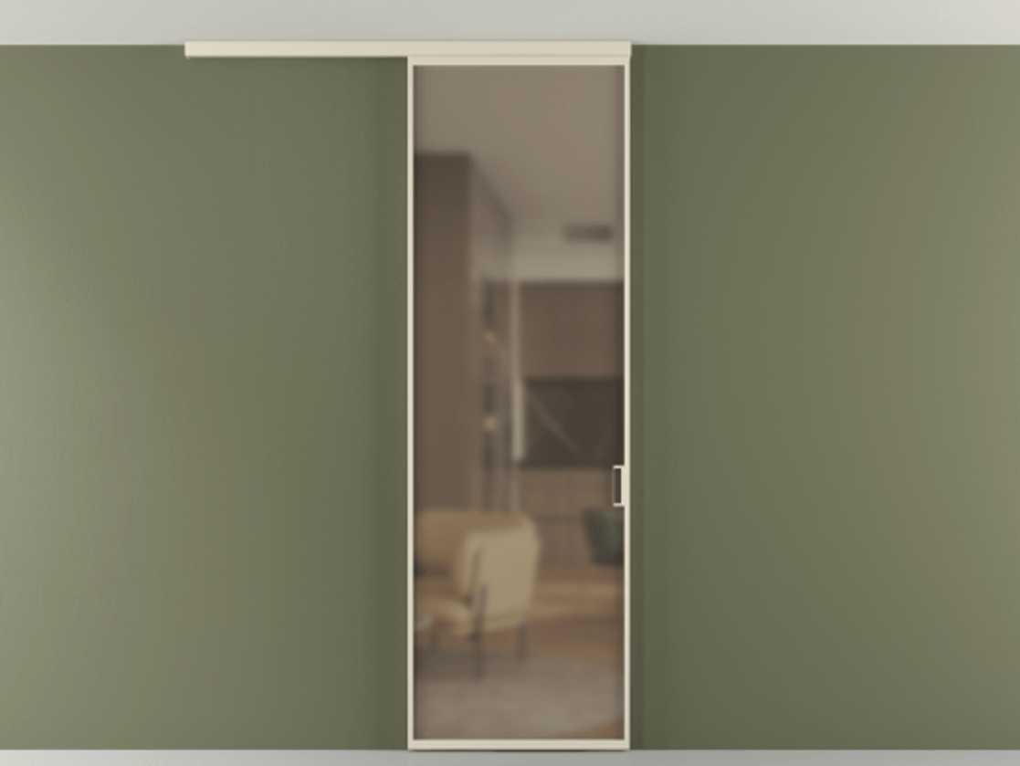 Перегородка Формато вдоль стены на потолок 1 створка АЛПР 040.01 Алюминий бежево-серый Сатинированное бронзовое стекло, триплекс Цена 101640 ₽ | Volhovec