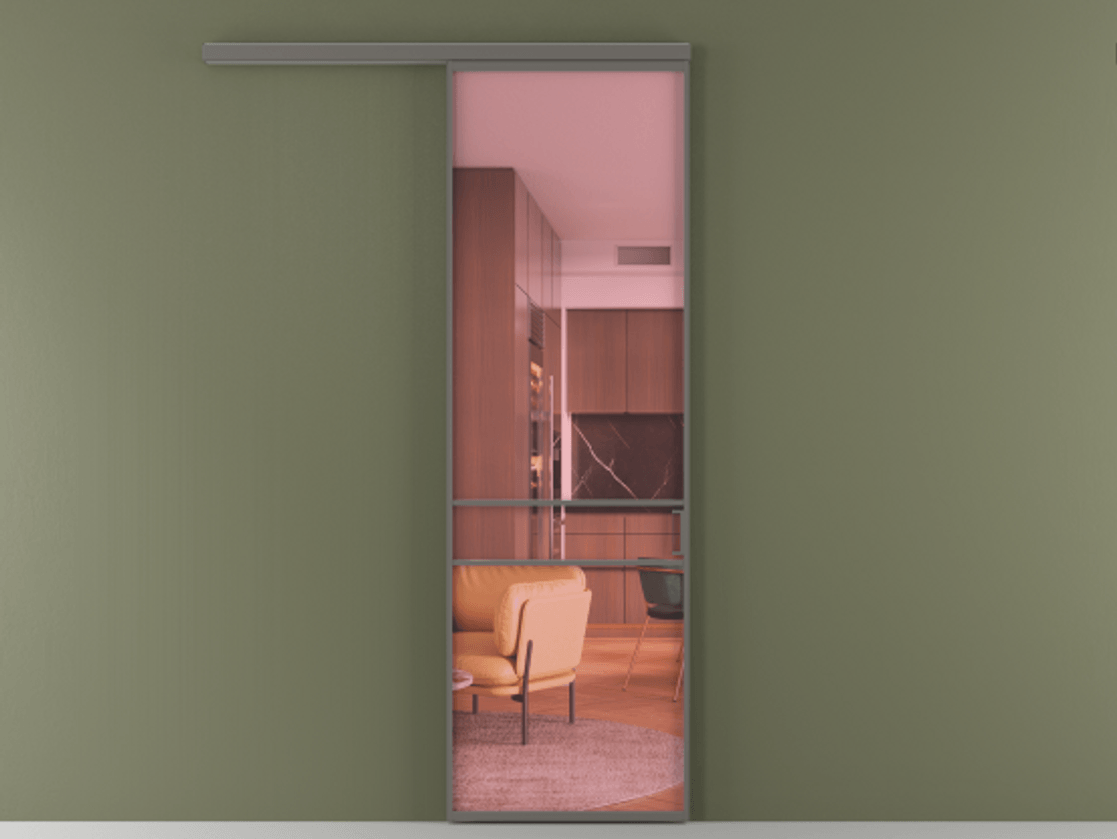 Перегородка Формато вдоль стены 1 створка АЛПР 040.02 Алюминий классический серый Прозрачное розовое стекло, триплекс Цена 106080 ₽  | Volhovec