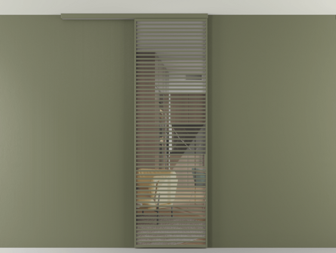 Перегородка Формато вдоль стены на потолок 1 створка АЛПР 040.07 Алюминий оливковый тёмный Рефлективное прозрачное стекло "Стопсол", калёное Цена 193628 ₽ | Volhovec