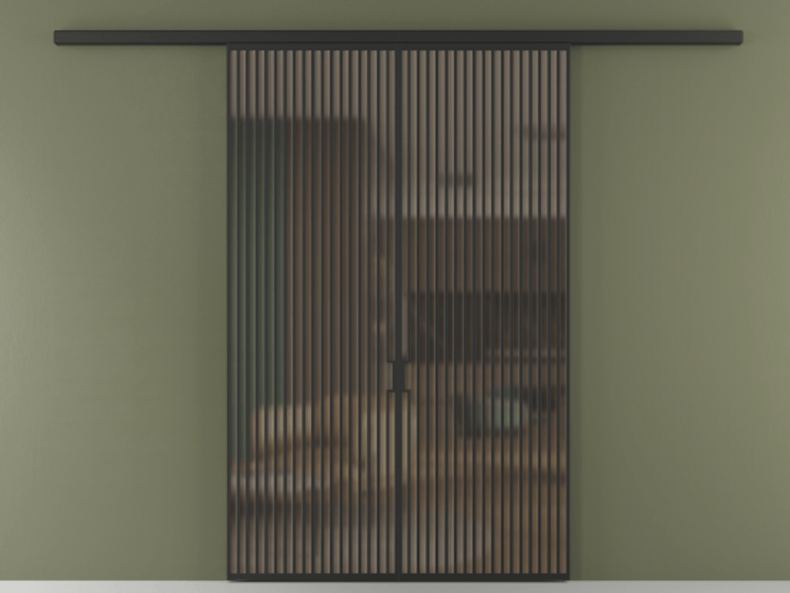 Перегородка Формато вдоль стены 2 створки АЛПР 040.06 Алюминий Черный Сатинированное бронзовое стекло, триплекс Цена 347880 ₽ | Volhovec