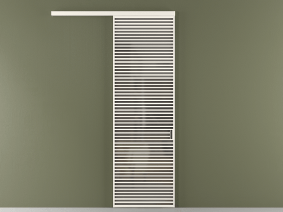 Перегородка Formato вдоль стены 1 створка АЛПР 040.07 Алюминий пудровый белый Сатинированное серое стекло, триплекс Цена 184480 ₽  | Volhovec