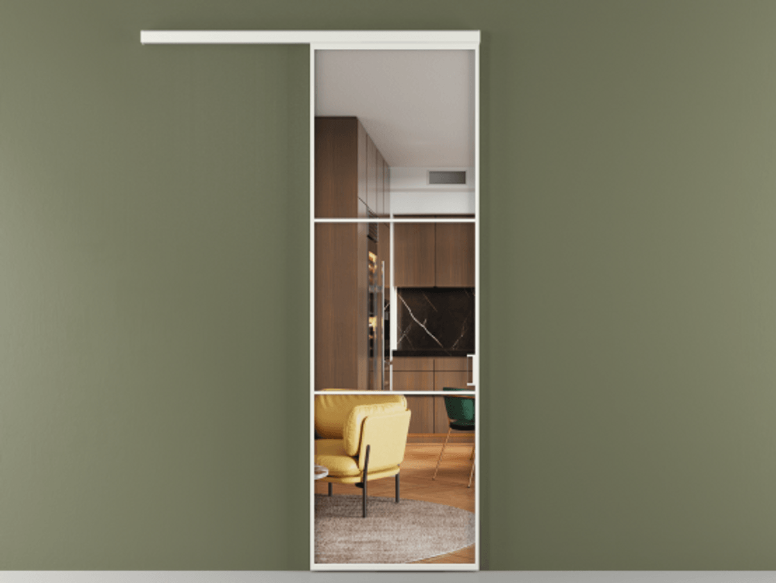 Перегородка Формато вдоль стены 1 створка АЛПР 040.03 Алюминий светло-серый Прозрачное стекло "Кристал Вижн", калёное Цена 112480 ₽  | Volhovec