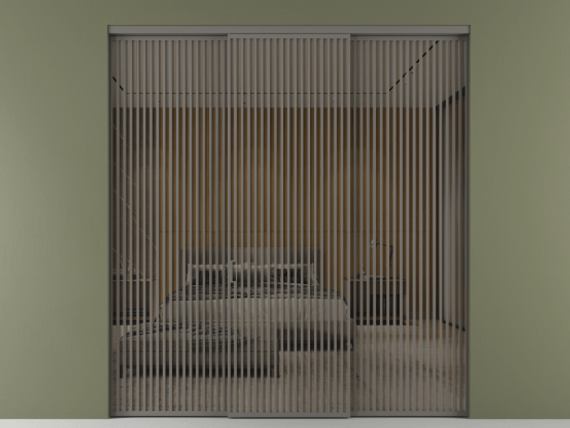 Перегородка Формато внутри проёма 3 створки АЛПР 040.06 Алюминий классический серый Рефлективное бронзовое стекло "Стопсол", калёное Цена 611600 ₽ | Volhovec