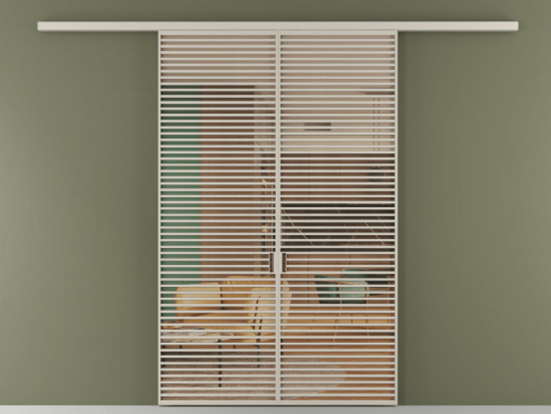 Перегородка Формато вдоль стены 2 створки АЛПР 040.07 Алюминий светло-бежевый Прозрачное оранжевое стекло, триплекс Цена 498610 сом | Volhovec