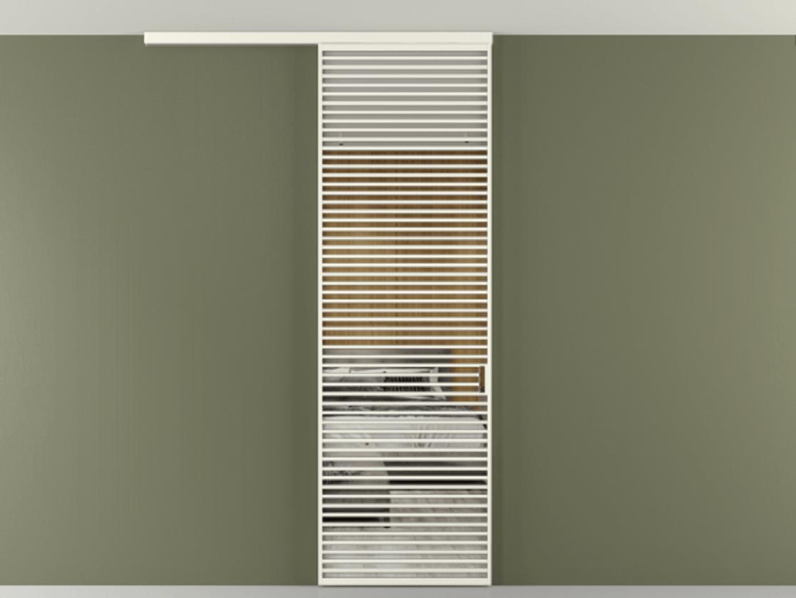 Перегородка Формато вдоль стены на потолок 1 створка АЛПР 040.07 Алюминий жемчужный Двустороннее зеркало, триплекс , триплекс 6 мм Цена 187228 ₽ | Volhovec